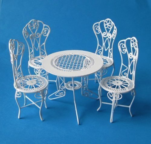 Unbekannt Creal 330071 Gartenmöbel Tisch + 4 Stühle Metall 1:12 für Puppenhaus