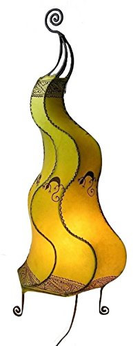 Simandra Orientalische Lampe Stehlampe marokkanische Hennalampe Lederlampe Tischleuchte Stehleuchte Orient Mogador Gecko 80 cm Color Gelb