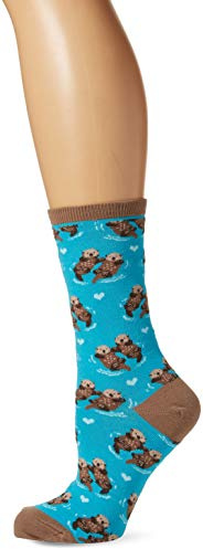 Socksmith Womens Significant Otter Crew Socks, Bright Blue,One Size