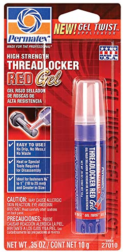 Permatex 27010 High Strength Threadlocker Red Gel Twist, 10 g