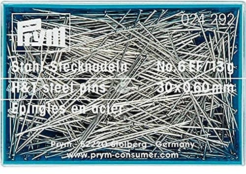 Prym Stecknadeln, 0,60 x 30mm, silberfarbig, 13g, Kunststoffdose, Stahl, 30 x 0,6mm