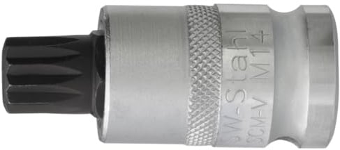 SW-Stahl Vielzahn Einsatz 1/2 Zoll - M14 x 53 mm - CrV Stahl brüniert | Schraubendreheinsatz Innenvielzahn für KFZ - Kurze Ausführung - Hochwertige Premium Qualität aus Chrom-Vanadium-Stahl