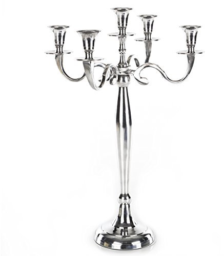 Gräfenstayn Candelabro portacandele 1, 3 o 5 Bracci - Varie Misure - candelabro Color Argento, Nero, Bianco od Oro (M, Argento)