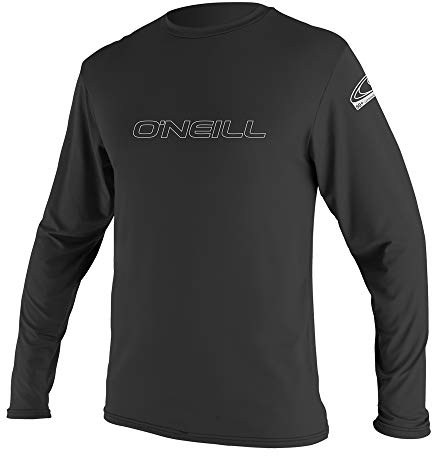 O'Neill Men’s Basic Skins Long Sleeve Sun Shirt, UPF 50+ Sun and Rash Protection for Surfing and All Outdoor Activities, Black, X-Large