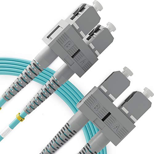 BEYONDTECH Jarretière Optique SC a SC OM3 Multimode Duplex (1 Mètre) - Cordon de Brassage Câble Fibre Optique UPC/UPC - 50/125 (LSZH)