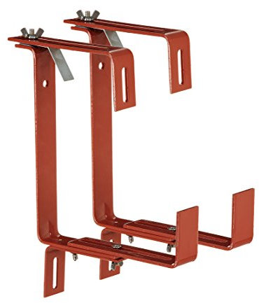 Dehner Blumenkastenhalter Profi für Rohrgeländer, 2 Stück, Metall, terracotta, 27 x 21.6 x 6 cm
