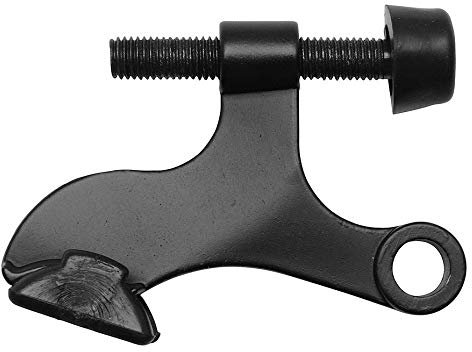 Designers Impressions Matte black heavy duty hinge pin adjustable door stop with black tip: 6357 - by Designers Impressions
