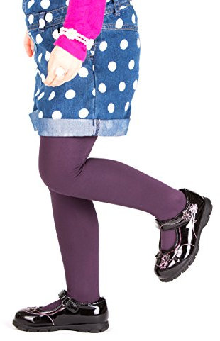 Sentelegri Collant da bambina, tinta unita, opachi, 40 denari, età 2-12 anni, 18 colori, Viola, 5-6 Years