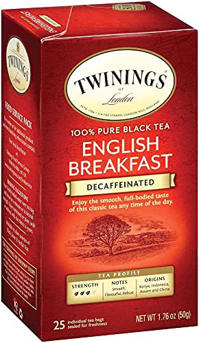 Twinings Classics Naturally Decaffeinated English Breakfast Tea - 25 Tea Bags
