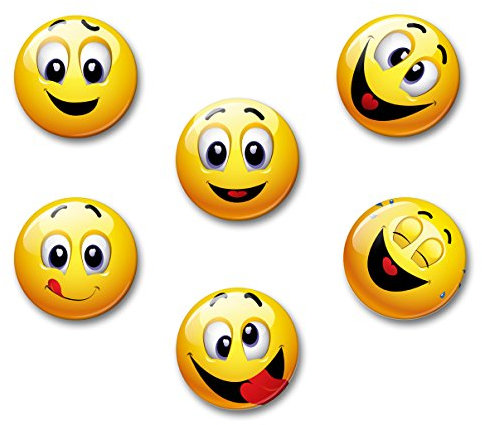 Smiley Gute Laune lachend - 6 große Kühlschrankmagnete | 01
