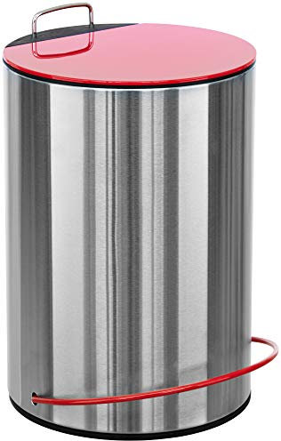 Sanwood MATHIS Bad Mülleimer mit höhenverstellbarem Griff 5L - Kosmetikeimer für Badezimmer und Küche aus Edelstahl - Badmülleimer mit Softclose Automatik Schwingdeckel
