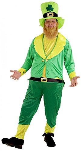 Foxxeo Lustiges grünes Irischer Kobold Kostüm für Herren St. Patricks Day Fasching Karneval Motto-Party Größe L