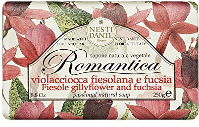Nesti Dante Seife Romantica (Duft Levkoje und Fuchsie, feste Seife, Handseife aus natürlichen Inhaltsstoffen, 250 g) 665106