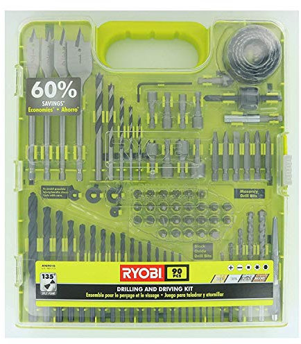 Ryobi A98901G Kit de perforación y conducción de 90 piezas para madera, metal, plástico y mampostería