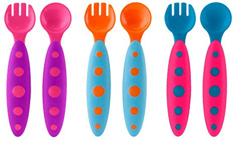 TOMY BOON MODWARE - Set de Cuillère pour Bébé et Fourchette pour Bébé, Ensemble de 6 Couverts pour Enfants, 3 Cuillères et 3 Fourchettes, Couverts Bébé pour Apprentissage, Multicolore, dès 6 Mois