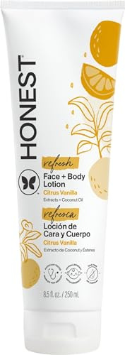 The Honest Company Hydrating Face and Body Lotion, Fast Absorbing, Naturally Derived Hypoallergenic, Citrus Vanilla Refresh, 8.5 fl oz