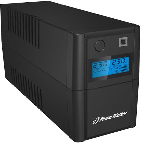 PowerWalker VI 650VA/360W LCD IEC Uninterruptible Power Supply with AVR Stabilizer, RJ-11 Surge Protection, HID Support and LCD Screen