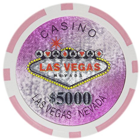 Brybelly Las Vegas Casino Poker Chip Schwergewicht 14-gram Clay Composite – 50 Stück, $5000 pink
