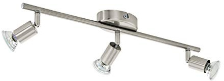 EGLO LED Deckenleuchte Buzz-LED, 3 flammige Deckenlampe | Deckenstrahler aus Metall in Nickel-Matt, Wohnzimmerlampe , Küchenlampe, Spots inkl. GU10 Leuchtmittel,warmweiß, L 48,5 cm