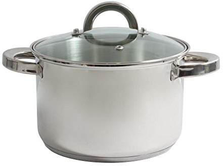 Quttin Caesar Olla con Tapa, Acero Inoxidable, Gris, 23.5x18x12 cm