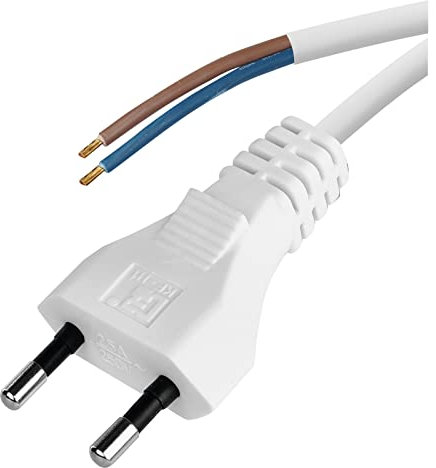 EMOS Euro-Zuleitung 2 m, Netzkabel, Anschlusskabel, Verbindungskabel für Haushaltsgeräte mit Euro-Stecker, 2 x 0,5 mm, H03VVH2-F, schwarz