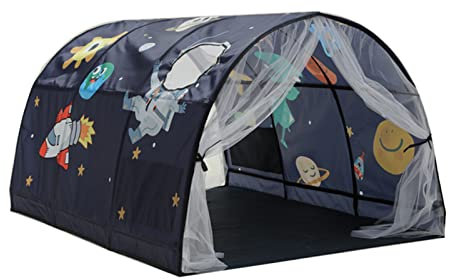 Pratvider Bettzelt für Kinder - Einzelbettzelt Canopy House - Betthimmelzelte Dream Privacy Space Single Size Schlafbett mit Sichtschutzvorhängen