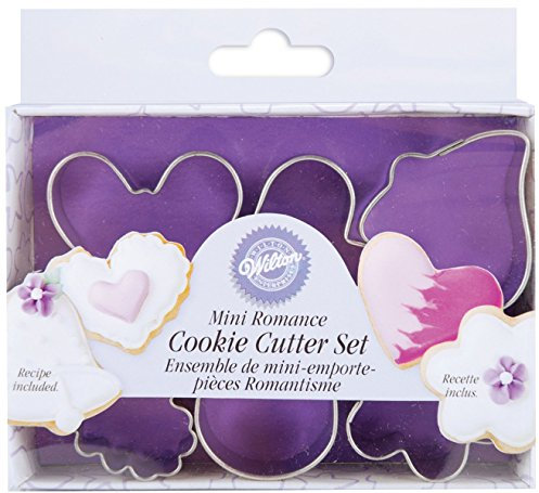 Wilton 6 Pieces Romantic Mini Metal Cookie Cutter Set, Stainless Steel, Silver