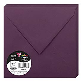 Clairefontaine 5243C - Packung mit 20 Umschläge Pollen, viereckig 16,5x16,5cm, 120g, Cassis, ideal für Ihre Einladungen und Korrespondenz, 1 Pack
