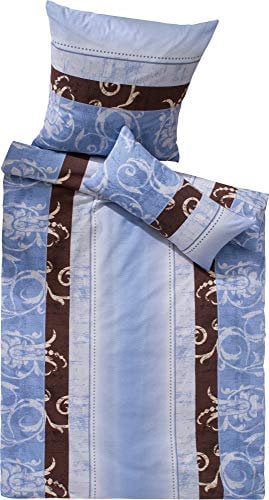 Dyckhoff Bettwäsche Weichfrottier himmelblau-braun Größe 1x 135x200 cm + 1x 40x80 cm