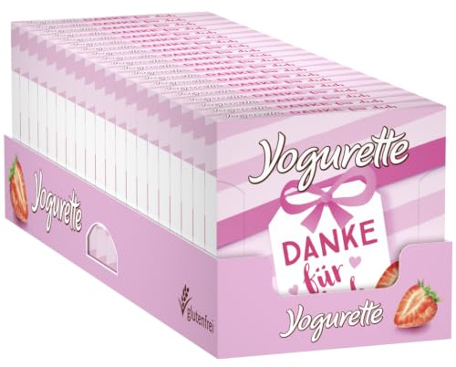 Yogurette Erdbeere Riegel – Fruchtig-frischer Geschmack von Magermilchjoghurt, Erdbeeren & Vollmilchschokolade, Muttertagsgeschenk – 20 Packungen mit je 4 einzeln verpackten Riegeln