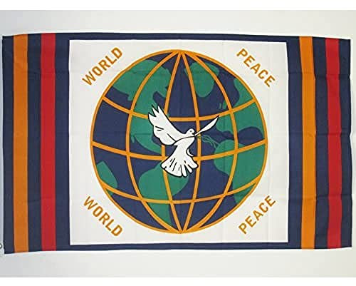 AZ FLAG - Flagge Weltfrieden - 150x90 cm - Frieden In Der Welt Fahne 100% Polyester mit Messing-Ösen - 110g