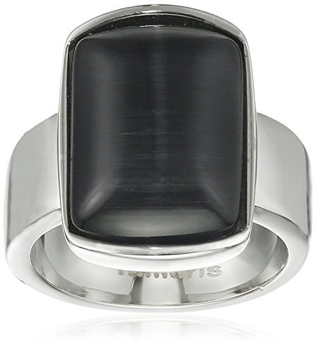 Tamaris Damen-Ring Becky Edelstahl Katzenauge schwarz Gr. 54 (17.2) - A03410063