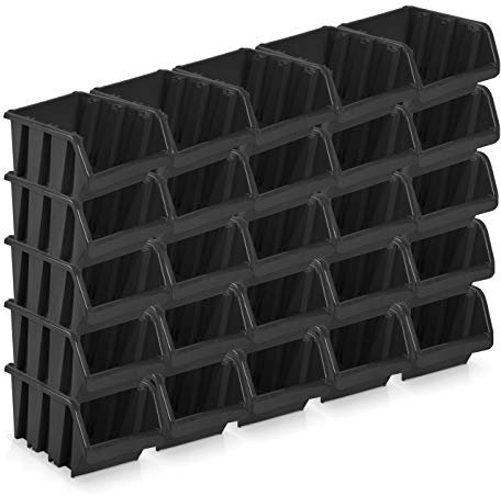 25 Stück Sichtlagerboxen Größe 5 - schwarz (29 x 20 x 15 cm)