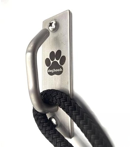 Canine Hitch- Secure Dog Leash Parking Mounted Indoor – Outdoor Wall Hook - Tie Out Stainless Steel Practical Lead Management for Home & Business, Slim Compact