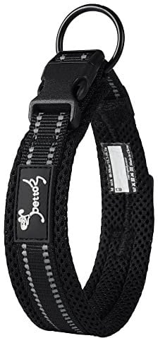 PETTOM Hundehalsband Verstellbare Nylon Hunde Halsband Atmungsaktives Reflektierend Halsband (Schwarz L)