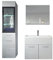 Badezimmer Badmöbel Set Rio LED 60cm Waschbecken Hochglanz Weiß Fronten - Unterschrank Hochschrank Waschtisch Möbel