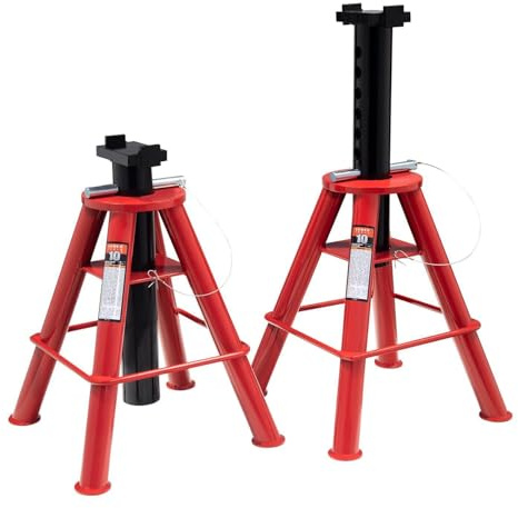 Sunex 1310 10-Ton Medium Height Pin Type Jack Stands, Pair, Red