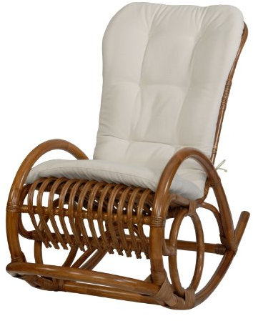 korb.outlet Schaukelstuhl Relax mit Polster, aus Rattan Farbe Braun DE