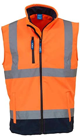 Yoko HV006 Softshell-Bodywarmer, Warnweste, atmungsaktiv und wasserdicht Gr. XXL, Hi Vis Orange/Navy