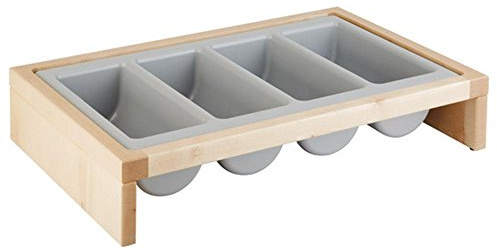 APS 13995 BRIDGE Plastikbesteck Organizer mit Holzsockel, 57, 7 x 37 x 12 cm, Beige