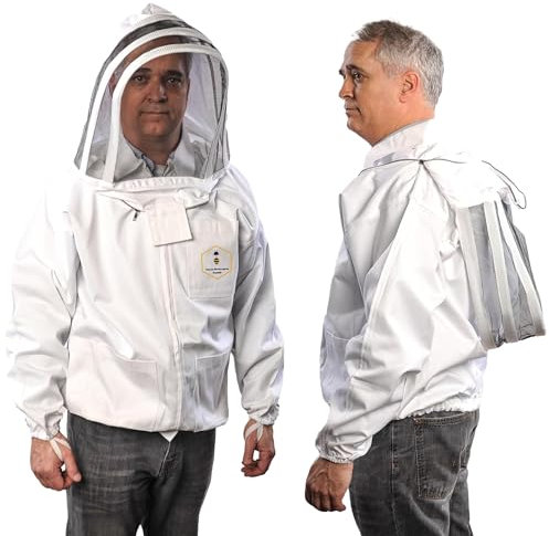 FOREST BEEKEEPING SUPPLY Jacke mit Fechten Schleier Kapuze, professionelle Premium Imker Jacken (groß)