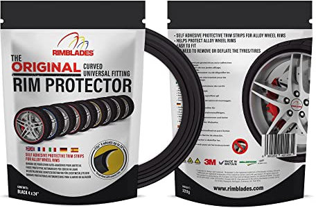 Rimblades FELGENSCHUTZ & STYLING schwarz Ausführung 2016 Alu Felgen Schutzring Felgenringe Felgenstyling bis 24 Zoll Rim Protector Guard Ringz Felgenrandaufkleber Felgenhornschutz Farbe SCHWARZ BLACK