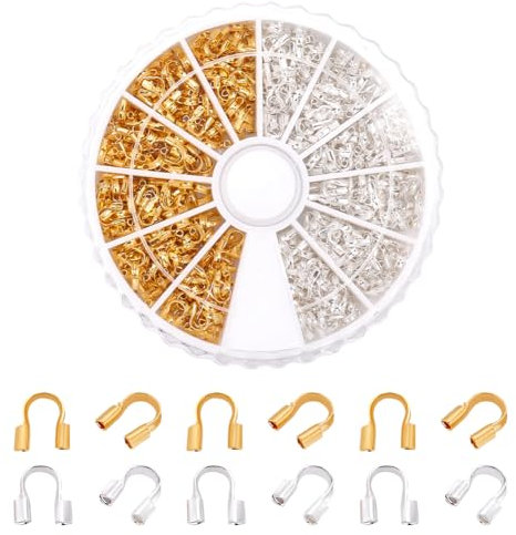 PandaHall Elite 540 Stück 2 Farben 5x4x1mm Messingdraht Guardian Drahtschutz U-Form Drahtschutzschlaufen für Ohrring Armband Halskette Schmuck DIY Basteln