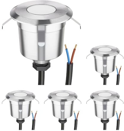 ledscom.de 5 Stück LED Bodeneinbauleuchte AGENA für außen, IP65, edelstahl, rund, 60mm Ø, warmweiß