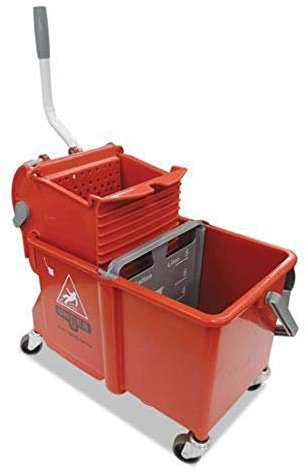 UNGER 4 Gallon Side-Press Restroom Mop Bucket Combo in Red