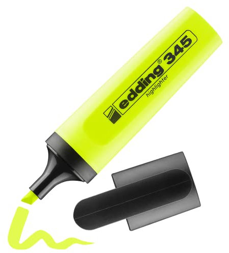 edding 345 evidenziatori – giallo – 1 evidenziatore – punta a scalpello da 2 – 5 mm – ideale per evidenziare i testi e le note