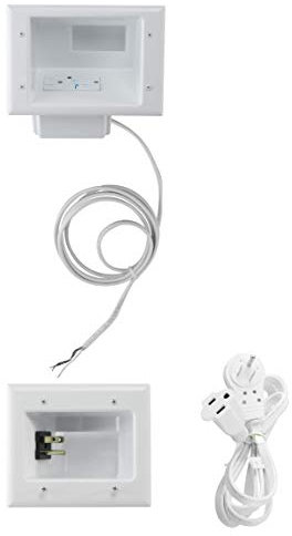 DATA COMM Electronics In Wall Cable Management Kit With Duplex Surge Suppressor - Behind Wall TV Wire Kit & In Wall Cord Concealer For Sleek TV Setup - Easy DIY without Electrician