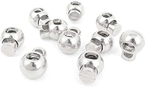 sourcing map 10 Stück Kordelstopper Kordelklemme Kopf Spring Kordelstopper Knebelverschlüsse runde 1 Loch Silberfarben