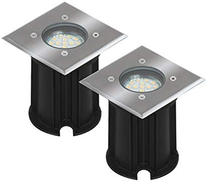 2er-Set LED-Bodeneinbaustrahler Outdoor, eckig, befahrbar, max 800 kg Last, IP65; 5000.459