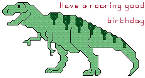 T- Rex (dinosaur) Happy Birthday cross-stitch chart/ pattern - uses whole and quarter stitches: Perfect to put in cards/ frames for birthdays or without the words for any occasion (English Edition)